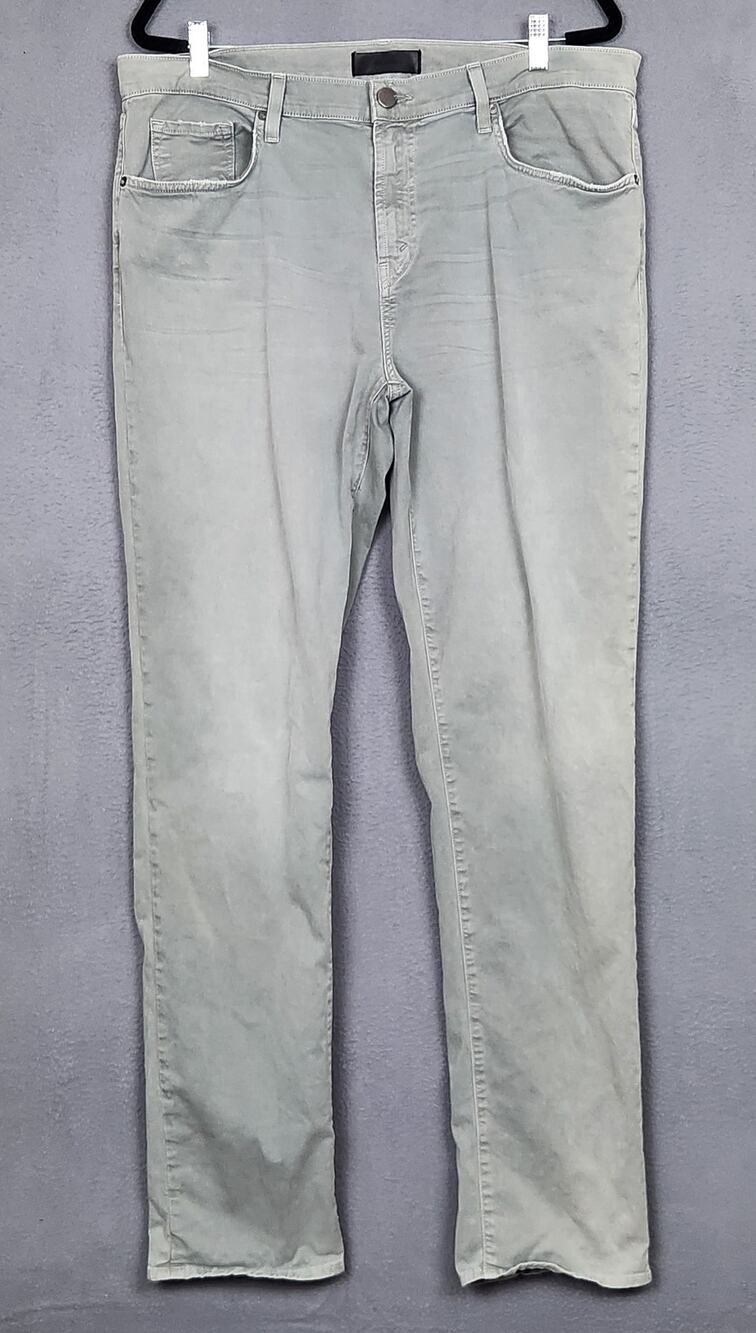 J BRAND Tyler Jeans Mens 38X34 Green Thrashed Grit Slim Fit Stretch Denim